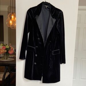 City Studio Black Velvet Blazer with Satin Lapels
